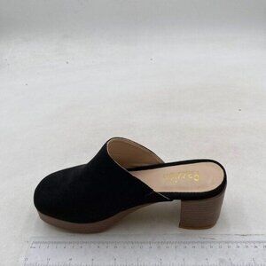 Pazzion Black Platform Round Toe Clogs Mule Slip On Block High Heel Slippers